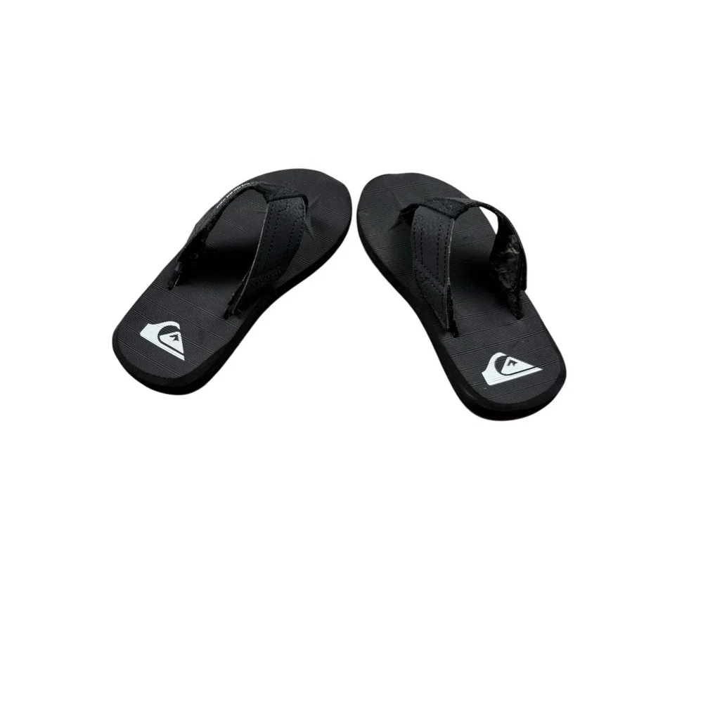 Quiksilver Boys Black Flip Flops Youth Sandals Size 7 Adjustable‎ Strap